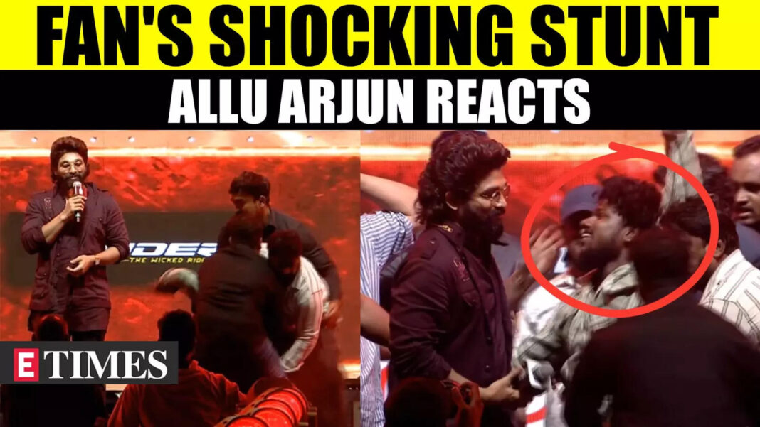 allu-arjun’s-fan-breaches-security-at-‘pushpa-2’-event-in-hyderabad,-gets-unexpected-reaction